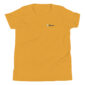 Yellow t-shirt with embroidered logo design.