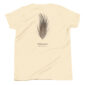 T-shirt with pheasant feather design and text.