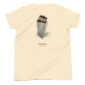 Chukar feather design on beige T-shirt back.
