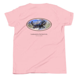 Pink shirt with Labrador Retriever graphic.