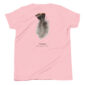 Pink t-shirt with turkey feather illustration.