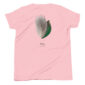 Pink t-shirt with teal feather illustration