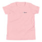 Pink T-shirt with small logo.