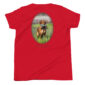 Red t-shirt featuring Golden Retriever with a bird.