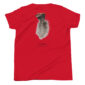 Red T-shirt with turkey feather design.