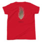 Red shirt with pheasant feather design
