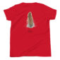 Red shirt with quail feather design.