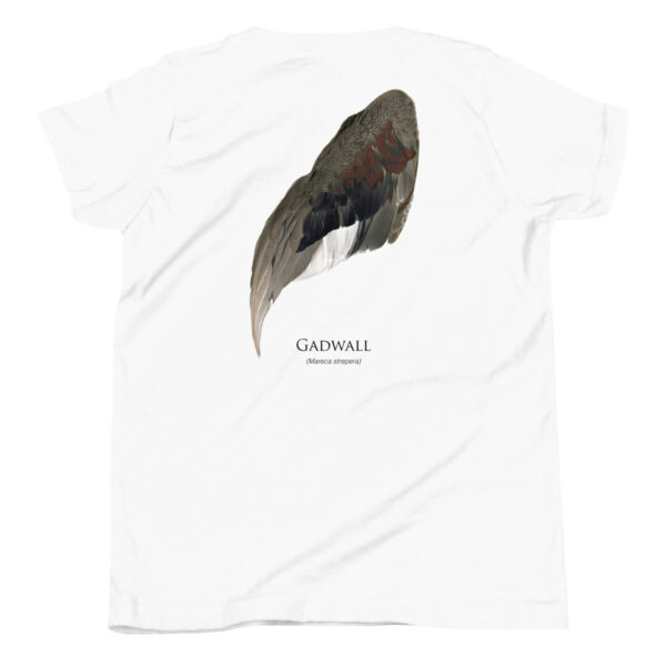 White shirt with gadwall illustration and text