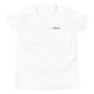 White T-shirt with blue logo on chest