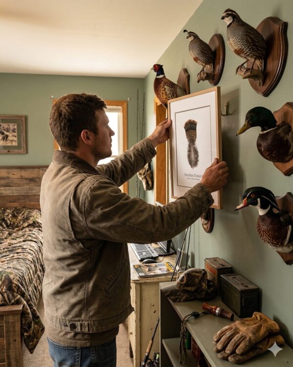 ManHangingOsceola Man hanging framed picture on wall.