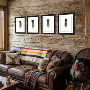 turkeySlamWallCabin Rustic living room with leather couch